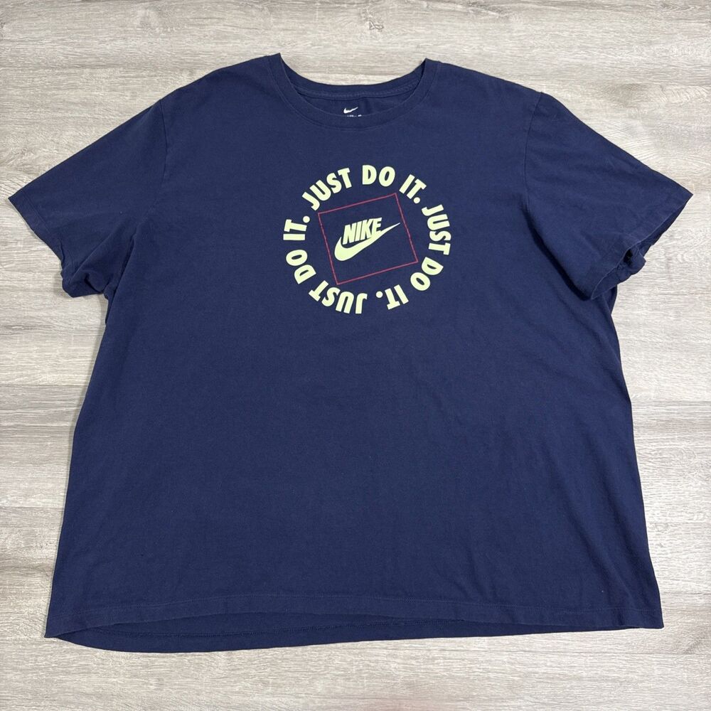 Nike Shirt Just Do It Men’s 3XL Blue Swoosh Logo Tee 100% Cotton